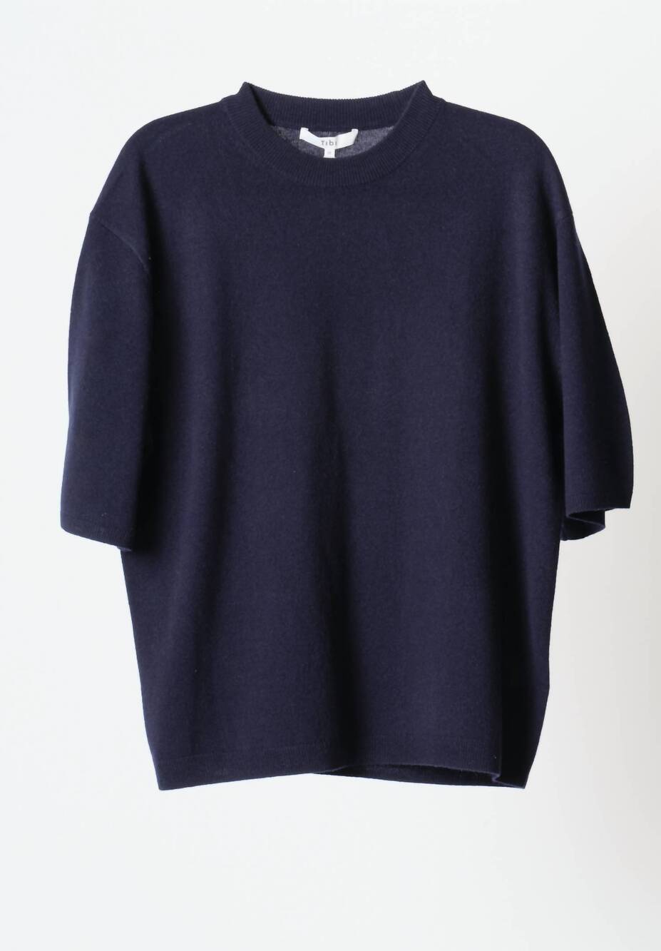 NEW TIBI women's washable cashmere easy tee in navy